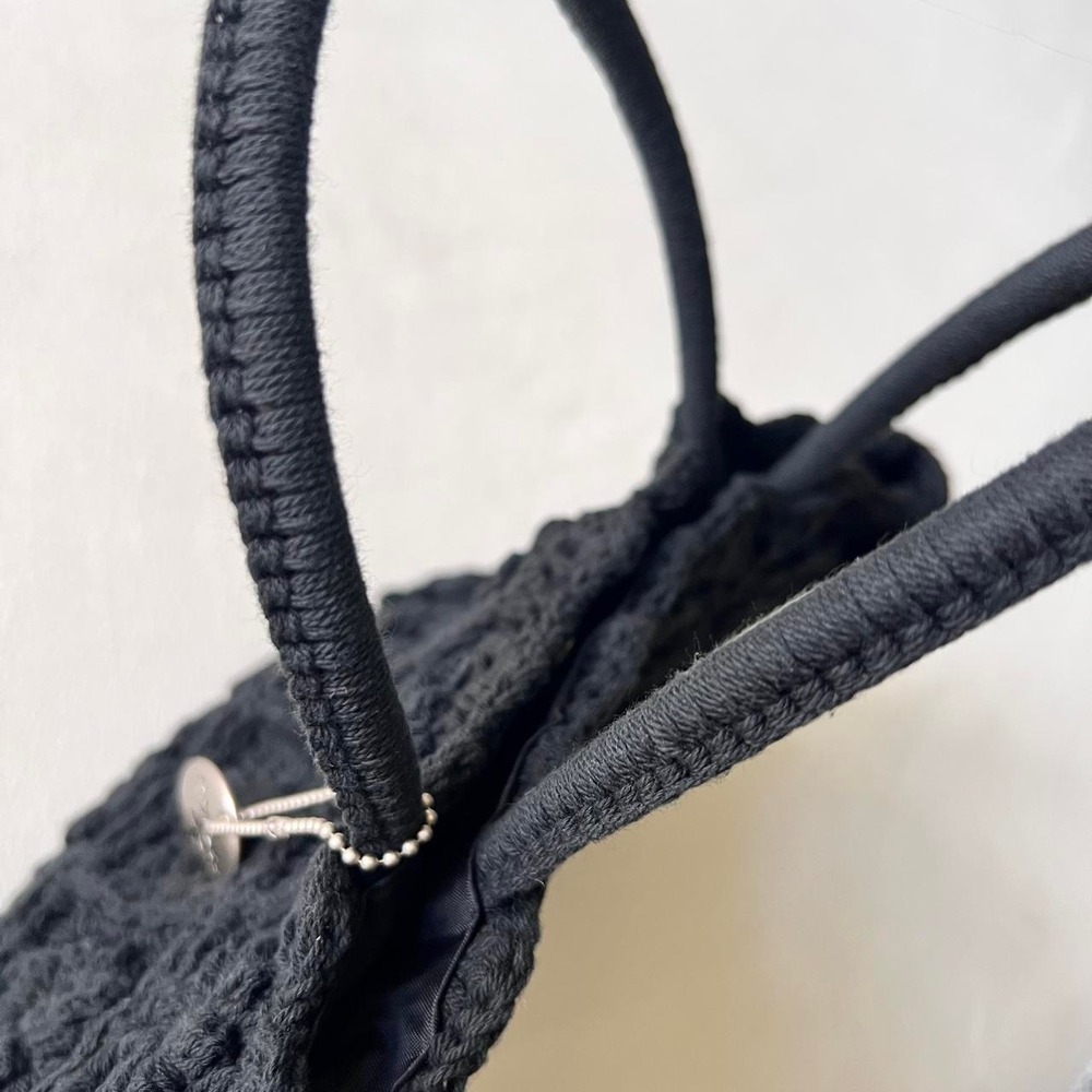 Black crochet handbag with floral motifs y2k hippie boho goth Whimsigoth espirit - Picture 5 of 8